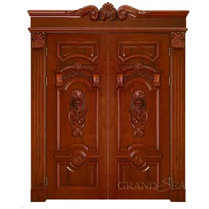 American High Grade Mahogany Amazing Bright Lust Design Vogue Hand Carved Interior Solid Wood Door For Entrance Front