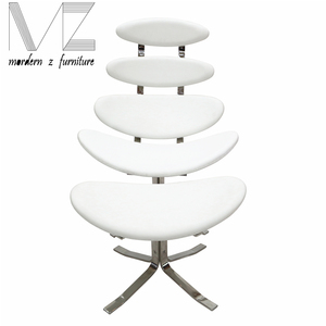 Moderne en acier inoxydable base soucoupe corona lounge chair et ottoman - Product Image 1