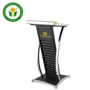 Wholesale hotel black metal rostrum lectern church pulpit podium