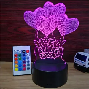甜蜜的心3D LED夜灯触摸办公桌led灯带遥控3D灯情人节