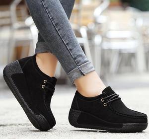 UP-0156D Fashion nappa design ladies winter platform shoes sport slip on wedge shoes women - Product Image 4