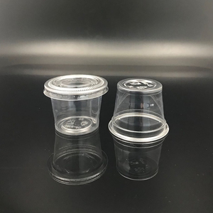 Mini gobelets de dégustation de bière jetables en PLA, 0.9oz, 25ml, 150 pièces, partie transparente en plastique avec couvercle plat, <span class=keywords><strong>PET</strong></span> - Product Image 5