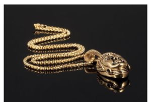 Collier pendentif tête de <span class=keywords><strong>Bouddha</strong></span> porte-bonheur en or jaune, nouveau design, plaqué or - Product Image 2