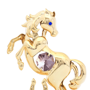 งานคริสตัลคราฟต์ รูปปั้นม้าสไตล์ยุโรป ชุบทอง ประดับคริสตัลเจียระไนทรงเหลี่ยม ตกแต่งด้วยงานพิมพ์ซิลค์สกรีน ศิลปะพื้นบ้าน - Product Image 2