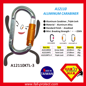 Mosquetón de Aluminio de Triple Bloqueo Superligero con Resistencia a la Rotura de 25KN - Product Image 4