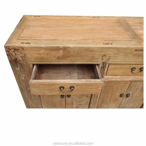 Meubles en bois massif, style chinois ancien, prédécoupés, naturel, long buffet - Product Image 3