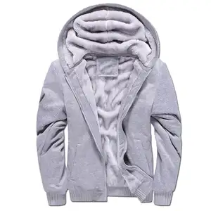 Nieuwe Ontwerp Goedkope Casual Rits Dikke Fleece Winter Hoodies Mannen, Custom Heavy Full Zip Fleece Gevoerde Bont Hoodie Man