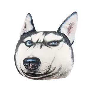 Impression 3D Simulation d'animal coussin pour chien jouets en peluche tête d'animal oreiller mignon Husky coussins en peluche peau de jouet en peluche