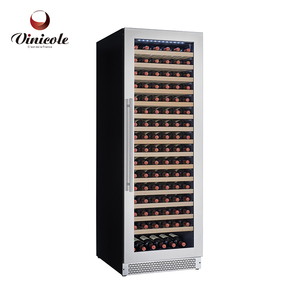 Cave à vin réfrigérée à température unique refroidisseur haut de gamme debout libre 178 bouteilles porte en acier inoxydable poignée en acier inoxydable caisson à vin - Product Image 1