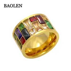 Multicolor Crystal Ring For Women 316L Stainless Steel Wedding Rings Female Rainbow Stone Ring anillo Fashion Jewelry