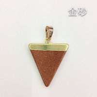 Colgante de Joyería de Oro con Piedra Marrón en Forma de Triángulo, Chapado en Oro, Joyería de Moda 2015