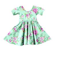 Dropship Oem/Odm Goedkope Prijs Nieuwe Ontwerp Zomer Lente Dot Jurk Korte Mouw Kids Mooie Meisjes Bloemen Lente Jurk