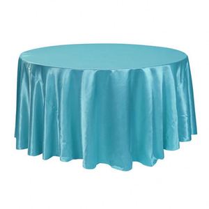 Elegante Tovaglia Rotonda in Raso Blu Reale con Rosette Grandiose per Matrimoni - Product Image 2