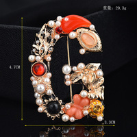 Usine En Gros pas cher strass broche alphabet