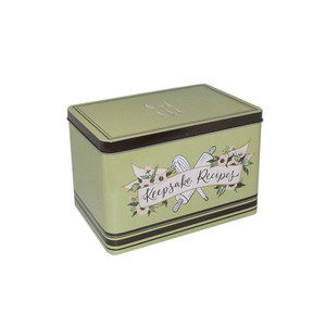 European style card tin recipe box with custom design