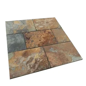Outdoor Mixed Rusty Natural Stone Slate Tile Flooring Paver For Patio