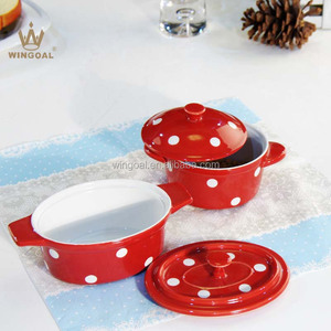 Mini plat à gratin en céramique à pois avec couvercle - Product Image 2