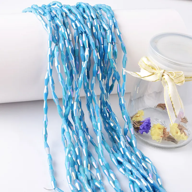 Glinsterende Lange Bicone Kralen Kleurrijke Glas Kraal Voor Jewely Maken