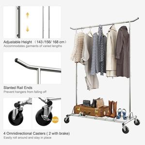 Rail à vêtements roulant robuste sur roulettes avec couvercle transparent, hauteur réglable, présentoir de magasin de vêtements, étagères de présentation, support - Product Image 2