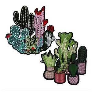 DIY Iron on Flowers Parches Embroidery Applique Plants 3D Cactus Embroidered Patches For Clothing Jeans T-Shirts Patchwork Badge