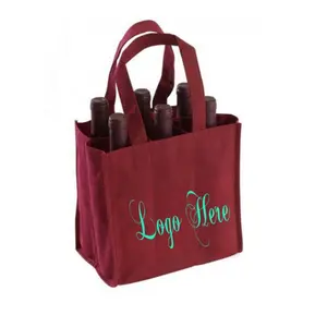 Custom Reusable Recycle Grocery Non-Woven Fabric 6 Bottle Divided Bottle Gift Tote Carrying PP Nonwoven Wine Bag