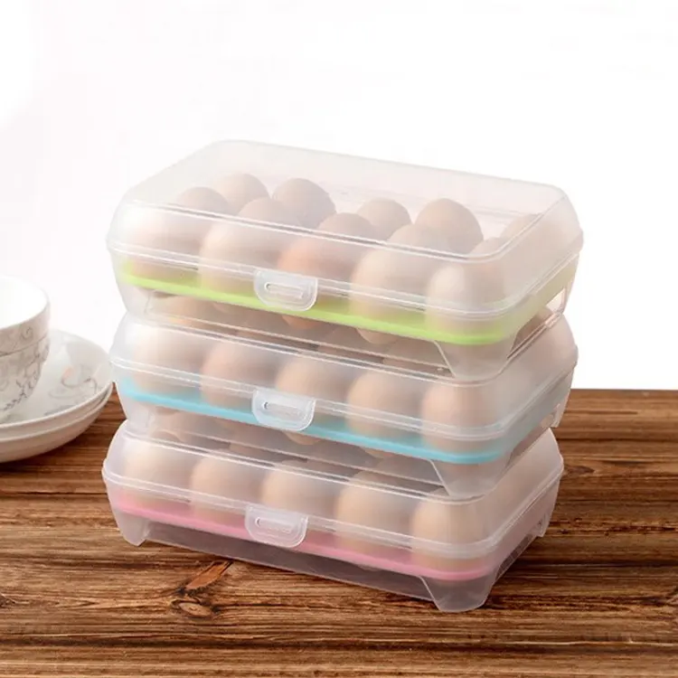 ホームキッチンクリアプラスチック収納2層冷蔵庫卵トレイ