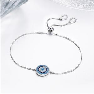 BAGREER SCB005 Wholesale Elegant S925 <strong>Silver</strong> Lady CZ <strong>Bracelet</strong> Band <strong>Stretch</strong> Blue Eye Turkey Fine <strong>Bracelet</strong> - Product Image 2