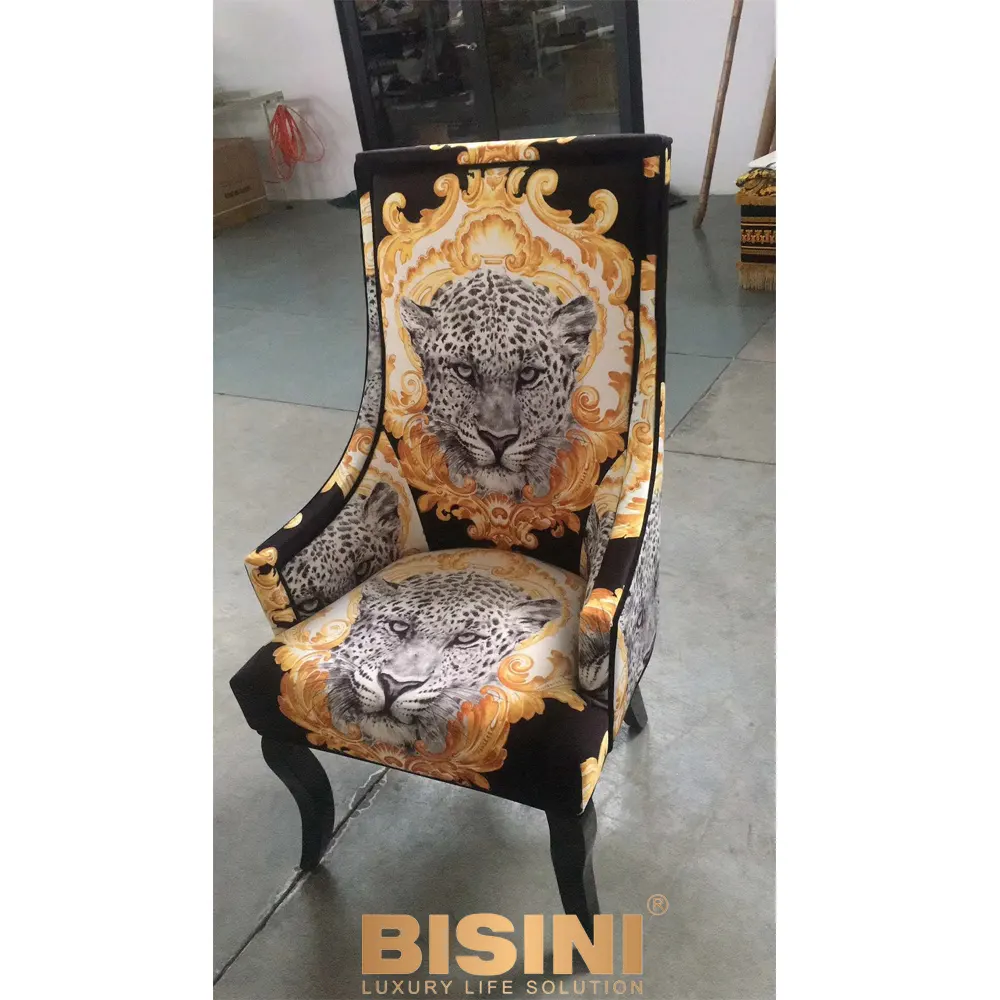Modische Design Royal Arrogant Leopard Samt Stoff Gepolstert Esszimmer Stuhl/Stilvolle Medusa Möbel Nizza Freizeit Stuhl