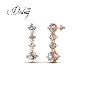 Incantevoli orecchini a bottone dasini impreziositi da cristalli <span class=keywords><strong>Swarovski</strong></span> placcato oro 18K donna argento 925 orecchini - Product Image 4