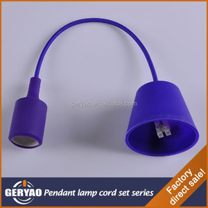 Lampe à <span class=keywords><strong>suspension</strong></span> <span class=keywords><strong>E27</strong></span> colorée simple, applique avec rose au plafond en plastique, fil textile tressé, douille de lampe en silicone - Product Image 2