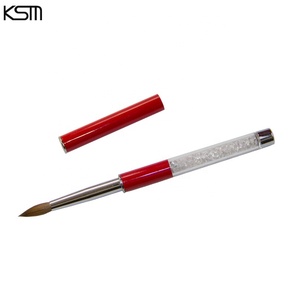 Spazzola acrilica per unghie piatte con manico in metallo con decorazione di strass per capelli Kolinsky OEM professionale 100% - Product Image 3
