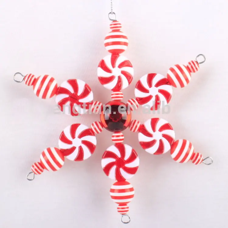 Factory price Christmas Ornaments tree ideas Plastic candy Snowflake Ornaments for Christmas Ornament