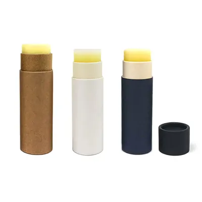 0.5 once all'ingrosso biodegradabile cartone nero spingere verso l'alto deodorante di carta balsamo per le labbra tubo cilindro imballaggio