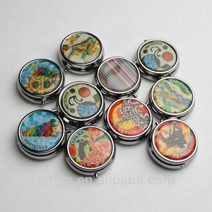 Metal Round Pocket Pill Box Case Container