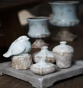 2017 chaozhou decoração de casa cerâmica shabby chique pássaro antigo mu75