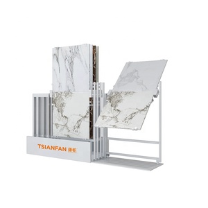 Support de sol coulissant rotatif personnalisé en métal vertical de l'usine Échantillon de roche en marbre Support de présentoir pour carreaux de céramique en pierre - Product Image 1