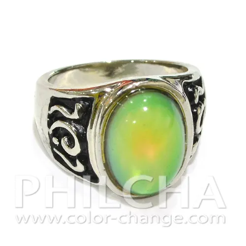 Anillo de piedra Ovalada para hombre y mujer, Color cambiante, Retro