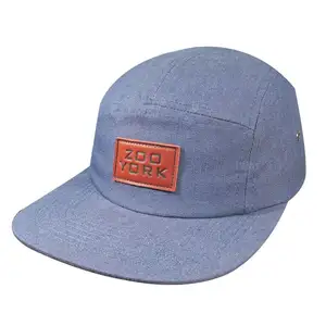 Headwear Commercio All'ingrosso 2018 5 Pannello di Camp Cappelli di Fabbrica Su Misura di Disegno A Spina di Pesce Tessuto Dongguan Protezione di Snapback 5 pannello Cappello Stampato