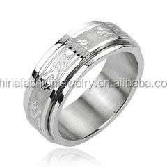 Classical Unique Stainless Steel Lord's Prayer <strong>Spinner</strong> <strong>Ring</strong> in Black Ion-Plated - Product Image 3