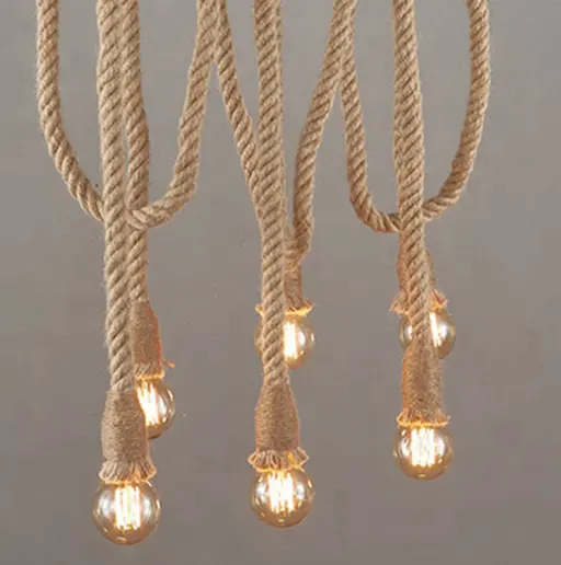 Morden Retro Country Style Creative Pendant Light double heads Hemp Rope lamp Pendant Light DIY home decoration
