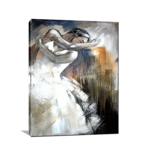 Pintura de bailarina de Ballet abstracta figurativa hecha a mano, lienzo de baile al óleo