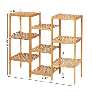 Étagère en bambou personnalisable pour plantes, Stand utilitaire pour Pots <span class=keywords><strong>de</strong></span> fleurs, 9 étagères - Product Image 1