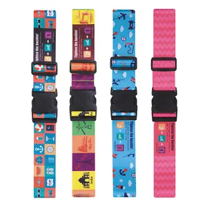 Wholesale new design rainbow personalized luggage strap belt with handle for suitcase baggage strap