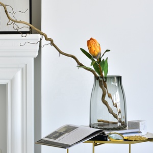 Bixuan Vase en verre côtelé gris soufflé à la main Art déco Arrangement floral bougeoir décoration de table centres de table Vases d'accent - Product Image 4