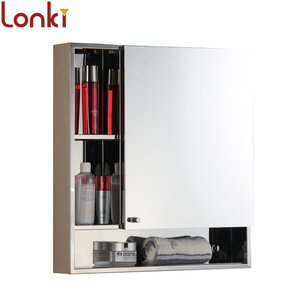 Meuble de salle de bain avec miroir en acier inoxydable, armoire de rangement à une seule porte, vente chaude Lonki - Product Image 1