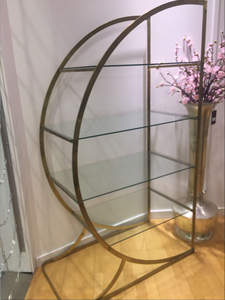 Étagère à livres en verre plaqué laiton à 4 niveaux, étagère de présentation - Product Image 3