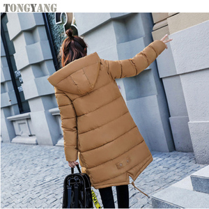 TONGYANG giacca <span class=keywords><strong>invernale</strong></span> da <span class=keywords><strong>donna</strong></span> in cotone con cappuccio addensato Plus Size giacca imbottita in cotone caldo sciolto cappotti lunghi femminili - Product Image 5