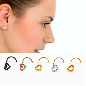 Disponibile all'Ingrosso: Anello per Naso a Forma di Cuore Cavo, Gioiello per Piercing - Product Image 3