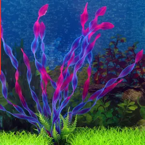 Décor Aquarium avec grande feuille, plante verte, ornement décoratif paysage, confort du poisson