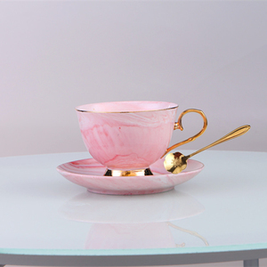 2020 Giá Rẻ Giá Gốm Cà Phê Tách Trà Và Đĩa Đặt Sứ Tách Trà Với Xử Lý Đám Cưới - Product Image 6